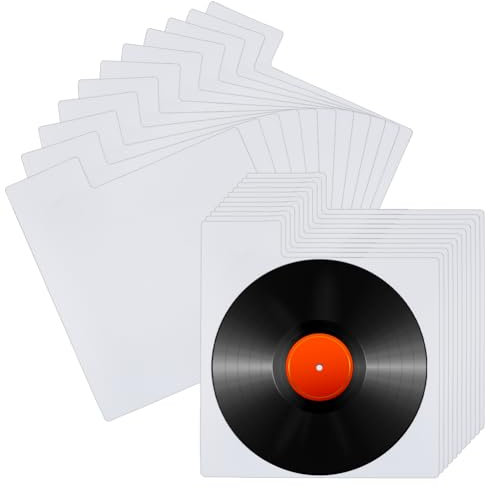 BENECREAT 36 Pcs Vinyl Record Divider, 12.6 x 13.78 Inches Plastic Album Record Dividers with Tags for Album Vinyl Record CD DVD Media Book Shelf Storage Organization, White