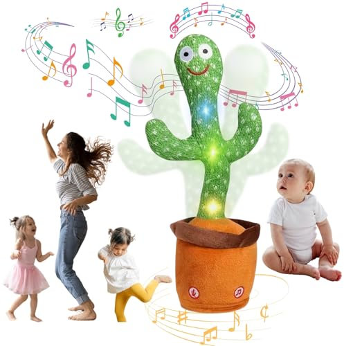 JULI Talking Cactus Toy, Singing Dancing, Repeats What You Say, Interactive Baby Cactus Toy, Voice Recording, Light-up Sensory Plush Toys Gifts for Boys Girls Kids & Adults, 120 Songs