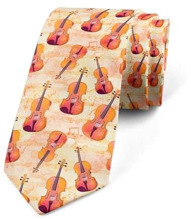 Loussiesd Violine Herren Krawatte Klassische Musik Thema Herren Krawatte für Männer Geschenk Vintage Music Score Herren Schmale Krawatte