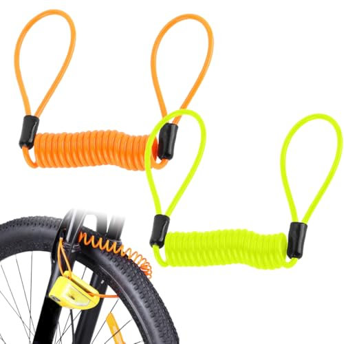 antivol moto, chaine antivol moto, bloque disque moto, Memory Cable - Câble de Rappel pour Le Rappel visuel de Bloque Disque - pour la sécurité des Motos, Jaune + couleur orange