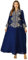 zhxinashu Robe à Fleurs pour Femmes Africaines, Abaya Femme Musulmane, Robes Femme avec Imprimé Floral Complexe, Abaya Femme pour la fête de Mariage, les Célébrations du Ramadan(Bleu,XL)