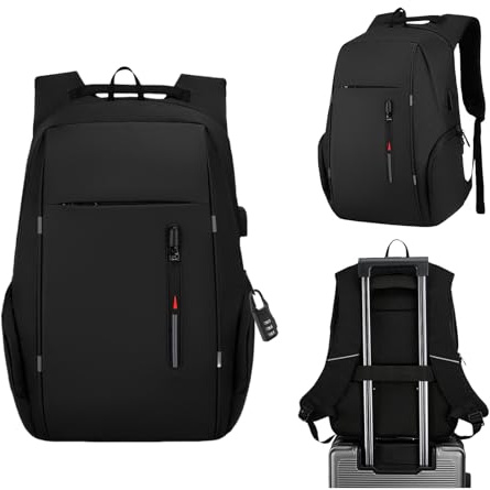 VIRAHYEM Anti-Theft Laptop Backpack, Business Laptop Rucksack Bag, Black | Fits 15.6-17.3 inch Laptop, with USB Charging Port, Water Resistant Travel Backpack Computer Bag for Women Men