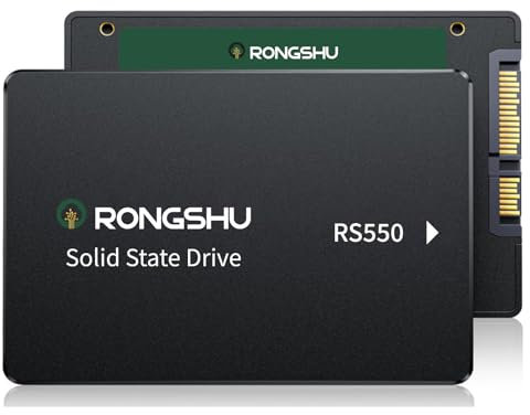 RONGSHU 512GB SATA SSD 2.5'' Unidad de Estado sólido Interna, SATA III 6 GB/s, hasta 550 MB/s, SSD Interna 3D NAND, actualiza portátiles, PC y computadoras de Escritorio (RS550)