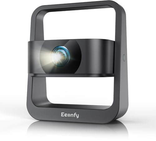 Eeenfy Mini Vidéoprojecteur Portable, Smart Projecteur Home Cinéma avec App Intégrée, 1080P, 350ANSI, E-Focus/Keystone, Rétroprojecteur Portatif WiFi Bluetooth pour Smartphone/Extérieur, Gris Foncé