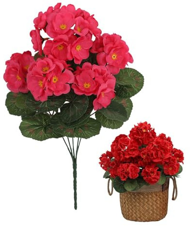 Puwaiio Künstliche Geranien Für Draußen, 35,6 cm, Künstliche Blumen, UV-beständig, Künstliche Geranien, Blumen Für Zuhause, Garten, Vase, Tischdekoration (2 Blumensträuße)