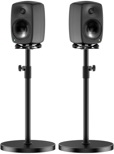 Height Adjustable Speaker Stands Pair for Genelec G Three 8030C 8330A Speaker Stand Wr Cable Management - Heavy Duty Floor Speaker Stand for Genelec Studio Monitor Stands Up to 30 Lbs