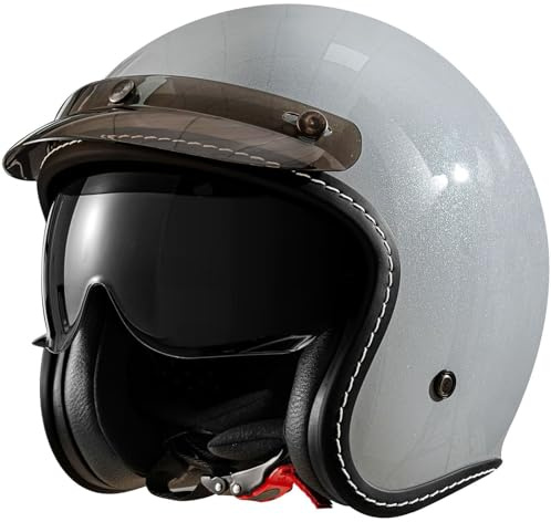 Casques À Face Ouverte Casque Mobylette Homologué Dot/ECE Casque Jet Moto Vintage avec Visière Rétro Demi Casque Vélo Scooter Chopper Casques Bols pour Hommes Et Femmes Adultes