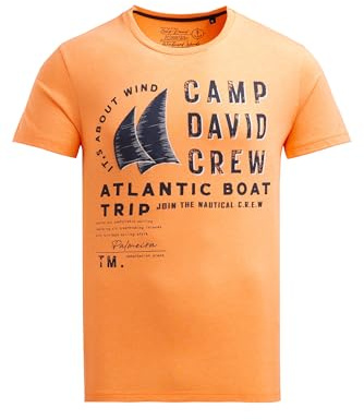 Camp David Herren T-Shirt mit Label Print Sunrise Neon, XL