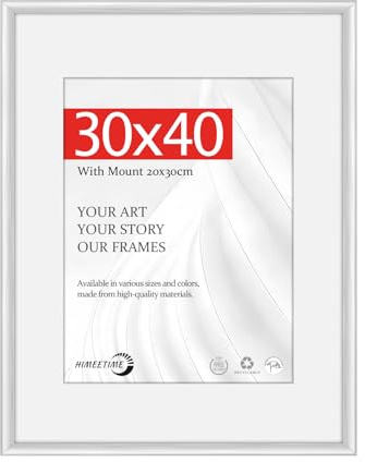 HIMEETIME® 1x 30x40cm Picture Frames,Silver Aluminum Thin Frame,21x30cm Mat Included,Metal Narrow Wall Photo Frame with Shatterproof Acrylic,Wall Mounting Only