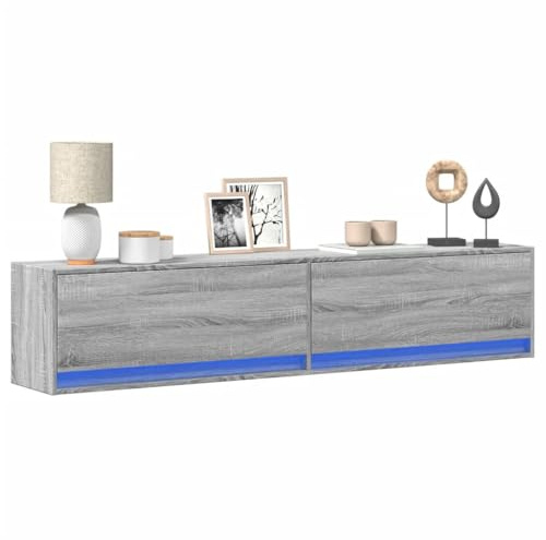 Générique Meuble TV Mural avec LED Sonoma Gris 180x31x38 cm,Meubles,Meubles TV,3307952