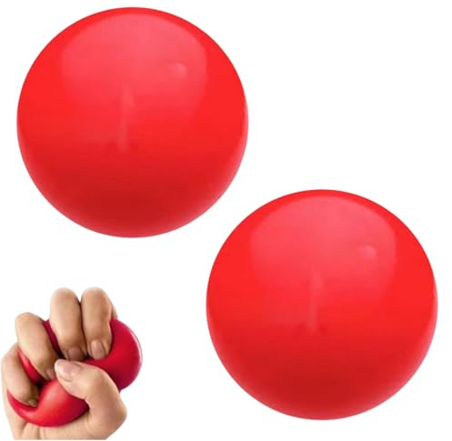 MOLZINY 2 Stück Handtrainer Ball Antistressball Anti Stress Ball Knetball Für Hände Therapie Handtrainer Fingertrainer Für Die Hand,Finger Training, Griffstärkung,Lindert Stress (Rot)