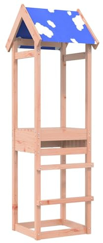 Ziaphsol Spielturm Braun aus massivem Douglasienholz 52,5 x 46,5 x 195 cm, Spielhaus Gartenhaus Kinderhaus für draußen mit Rutsche Schaukel Kletterwand, Abenteuer im Garten