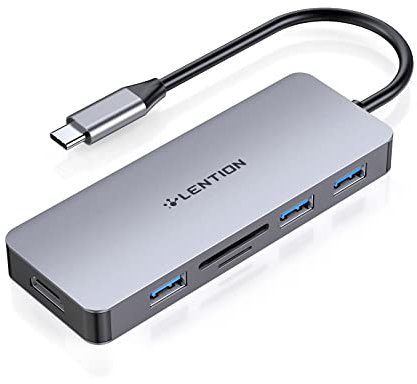 LENTION USB C Hub with 4K HDMI, 3 USB 3.0, SD/Micro SD Card Reader Compatible 2024-2016 MacBook Pro, New Mac Air/Surface, Stable Driver Certified Multi-Port Adapter (CB-C18, Space Gray)