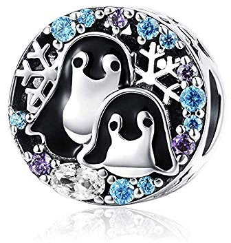 Charm-Anhänger aus Sterlingsilber für Pandora-Armbänder, Modeschmuck, Tierperle (Pinguin)