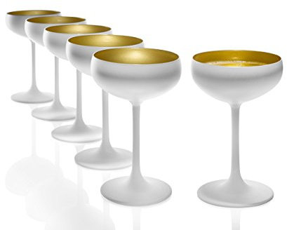 Stölzle Lausitz Elements Sektschalen Weiß/Gold 6er-Set 230 ml – Stilvolle Gläser ideal für Sekt & Champagner – Hochwertige Sektgläser aus bleifreiem Kristallglas – Spülmaschinengeeignet & stoßfest
