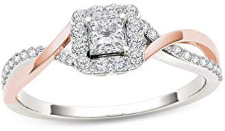 LONAGO 925 Sterling Silber Ehering Mosambik Diamant Verlobung Prinzessin Ring Schmuck für Frauen (7.5)