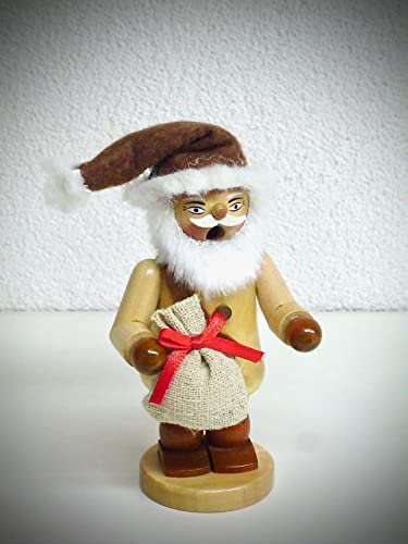 Räuchermann Weihnachtsmann mit Geschenkesack 12 cm Räucherfigur Natur 40502
