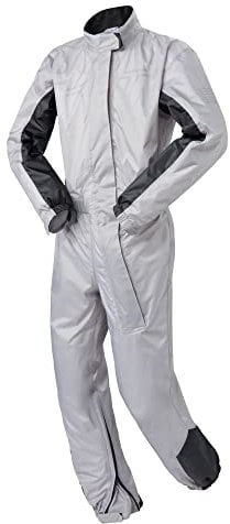 Regenkombi Motorrad Herren & Damen, Wasserdichter & Winddichter Regenanzug, Motorrad Regenbekleidung & Fahrrad Regenbekleidung, Silber, Größe XXL