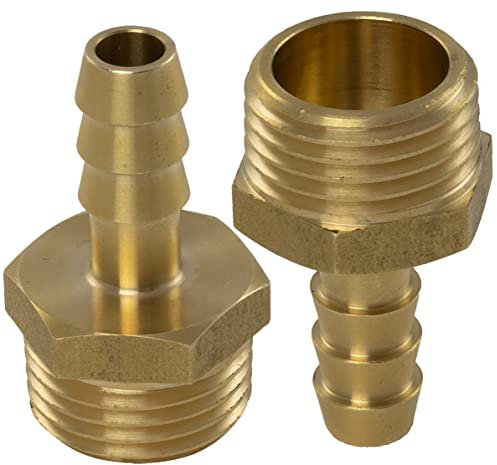AERZETIX - C60594 - Juego de 2 racores macho acanalados 1/2 para manguera Ø10mm - rosca exterior - para llave 21-22 mm - adaptador conector sistema circuito de irrigación riego bomba - en latón