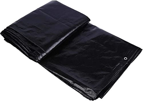 LEOSXA Heavy Duty Poly Tarp Persenning 5x6m, Persenning wasserdicht, Persenning Schwarz, verstärkte Ecken mit Ösen, laminierte Beschichtung, Notfall-Regenschutz