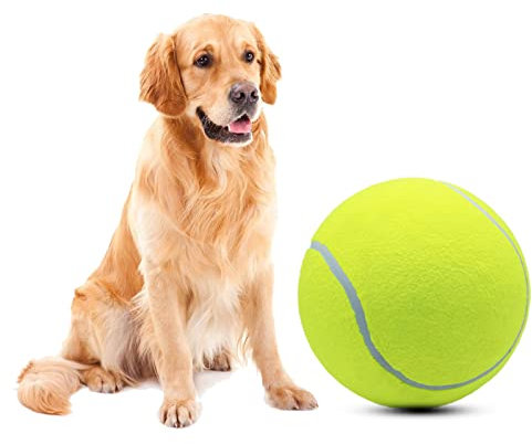 Magicorange Riesiges 24,1 cm übergroßes Tennisball-Hundespielzeug – Gelb, große Rassen, interaktives Apportierspielzeug für den Außenbereich