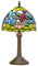 Blivuself Lampe de table en verre teinté de style Tiffany - Fleur de lotus - Libellule - Bleu - Rose - Vert - Pour chambre à coucher, bureau, bar, restaurant - Décoration rétro unique - Jolie petite