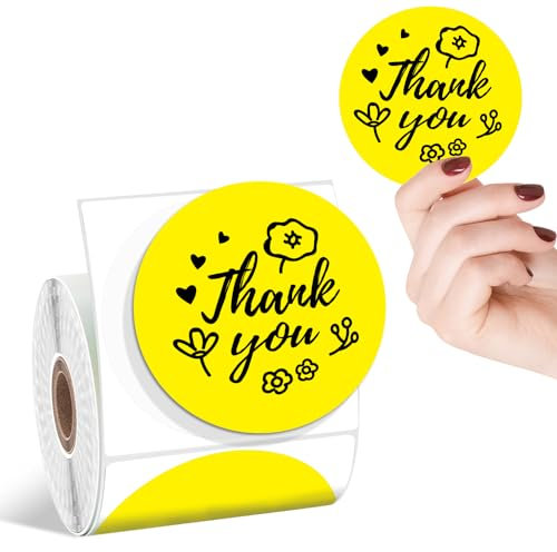 Itari 2×2 Thermo Etiketten - Etiketten selbstklebend (50mm x 50mm), Thermopapier mit Perforation für Etikettendrucker, Kompatibel mit eBay, FedEx, DHL, 500 Etiketten, Gelb