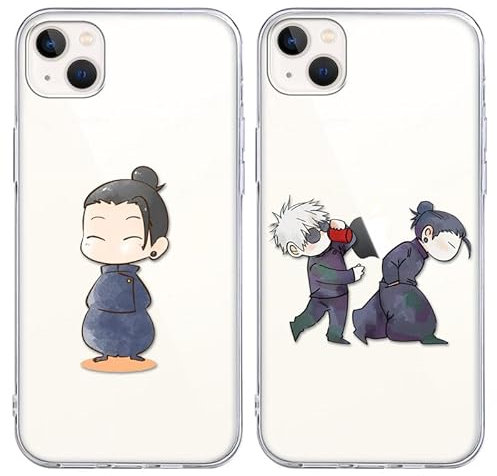 2 Stück Handyhülle für Apple iPhone 13/iPhone 14 Hülle 6.1'', Anime Motiv Getou Suguru Manga Muster Schutzhülle Jungs Case Schutz der Linse Design TPU Cover Stoßfest, Transparent7