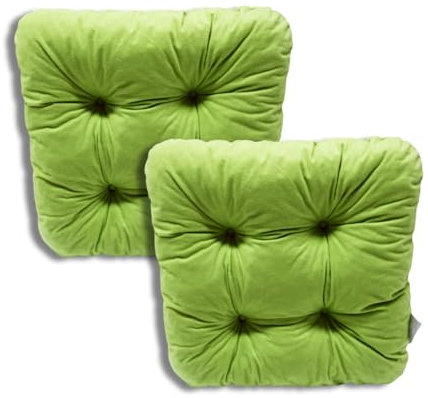 Natalia Spzoo Set von Stuhlkissen Sitzkissen Softkissen – 38 x 38 x 8 cm, Schaumflockenfüllung, Mikrofaser Bezug, Bequem für Stühle und Bänke (1229-Apfelgrün, 2)