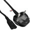 rhinocables Figure 8 Mains TV Power cable, UK Plug to IEC C7 Fig8 2Pin Lead Power Supply Cord compatible with Gaming Consoles, Radios, Printer, Laptop (Black, 2m)