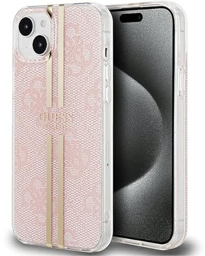 GUESS GUHCP15SH4PSEGP Hülle für iPhone 15/14 / 13 6.1 Rosa hardcase IML 4G Gold Stripe