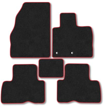 Renault Grand Scenic (2009-2016) Carpet Car Mats | Red Edge Trim Tailored Fit Floor Mats Full Coverage Protection Accessories Easy Clean Anti Slip Made in the UK