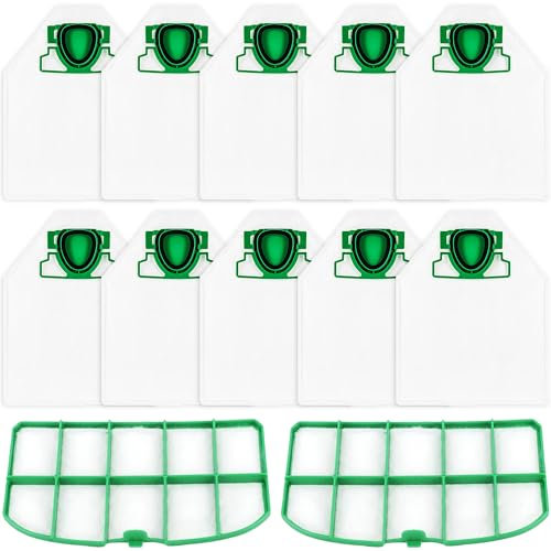 10 VK200 Sacchetti per aspirapolvere con 2 Filtri per Vorwerk Folletto VK200 FP200, Sacchetti per aspirapolvere Fp200, Vk200, Sacchetti per aspirapolvere Vorwerk con 2 Filtri HEPA