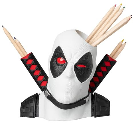 Grupo Erik Deadpool Figur Stiftehalter Marvel Deadpool X-Force Schreibtisch Organizer - Stifköcher Schreibtisch Zubehör Offizieller Marvel Fanartikel - Stifte Organizer