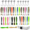 Angel Köder Set, 53 Stück Angelzubehör, 2 Größen von Jigköpfe 10 Stück Jighaken 43 Stück Gummifische Angelköder Karpfen Angelzubehör Set Hecht Köder für Salzwasserfische und Süßwasserfische Geeignet
