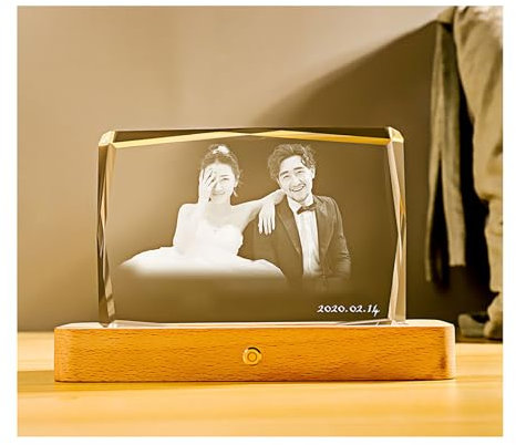 Foto de Cristal 3D Personalizada con luz Base, Cubos de Fotos Personalizados, Ideas de Regalo de Imagen 3D