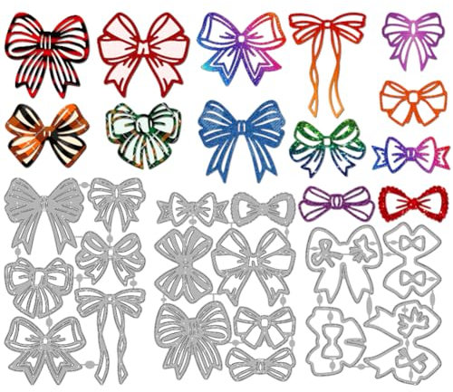 MAYJOYDIY Kleine Schleifen Stanzformen Zum Basteln von Karten Blumen Fliege Metall Stanzformen Weihnachtsschleifen Präge Stanzschablone Für Scrapbooking Bastelpapier Geburtstagskarten Geschenk