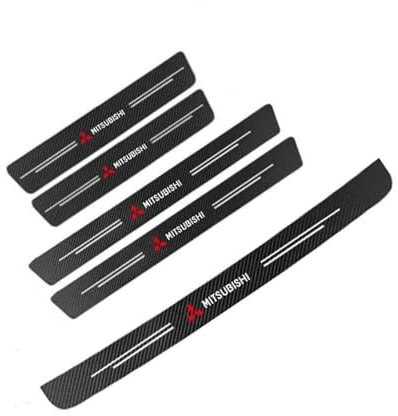 ASFSFF 5 Stücke Auto Türschweller für Mitsubishi Lancer Evolution X 2008-2014, Auto Einstiegsleisten Schutzfolie Einstiegsleiste aus Kohlefaser Aufkleber Schutz Scuff Protector Geeignet