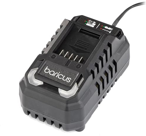 BARICUS 18V Schnellladegerät für 2Ah & 4Ah Akkus – B-Ware | 2,4 A Schnellladung · Für alle BARICUS 18V Akkus · Intelligente Ladeelektronik · Kompakt