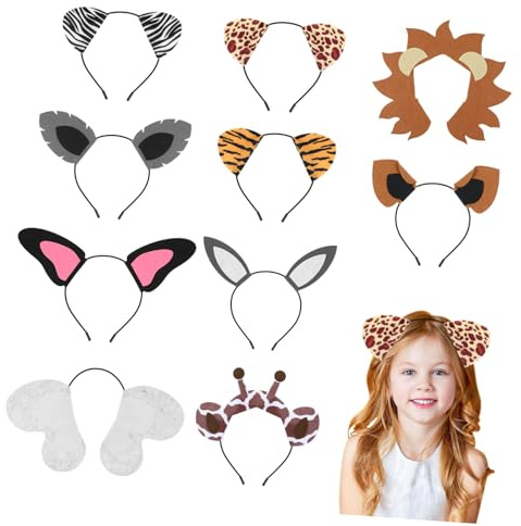 TOYZFRIENDY 10pcs Bandeaux pour Cheveux Oreilles D'animaux Créatifs en Feutre Légers et Confortables pour Fête Carnaval Déguisement Garçon et Filles et Adultes Plusieurs styles