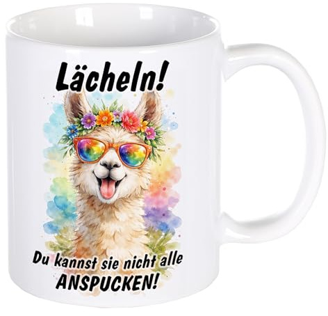 Tasse mit Lama und frechem Spruch, gute Laune Tasse, Spruchtasse | witzige Tasse, Lächeln, Geschenkidee für Männer & Frauen mit Humor Arbeitskollegin, Lieblingskollegin, Büro lustig bedruckt
