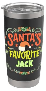 Weihnachtsmann-Lieblingsname Jack, personalisiert Doppelwandiger Edelstahl-Thermobecher