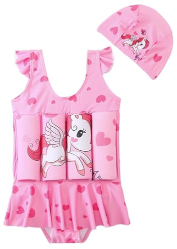 Maillot de Bain Flottant Fille Garçon Combinaison Flottante Une Pièce avec Flotteurs Ajustables, Costume de Bain pour Enfants Débutants en Natation Séchage Rapide pour Plage, Piscine, Surf