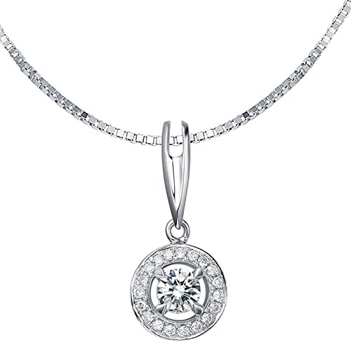 Epinki Damen Platin Halskette 0.18CT Diamant Damenkette Rund Diamant Kette für Hochzeit