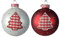 Glaskugel mit Weihnachtsbaum Stoff karo Weihnachtskugel Baumschmuck 2 er Set