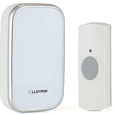 LLOYTRON® MIP System 3 Doorbell Kit with Battery Operated Chime Receiver and Bell Push - 32 Melody - Portable with 175m Wireless Range - High Quality True Sound - Easy Set-up B7031WH - White