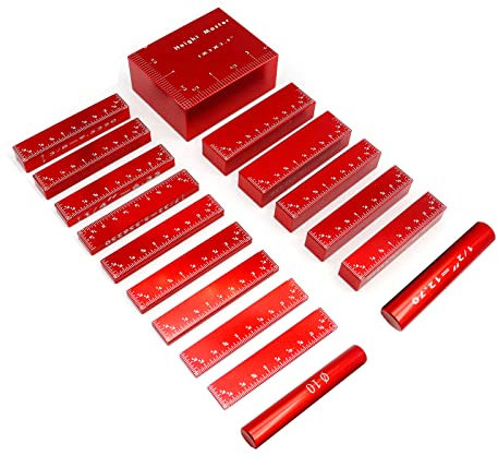 17Pcs Setup Blocks Height Gauge Set, Precision Blue Aluminum Setup Bars for Router and Table Saw Accessories Woodworking Set Up (Inch Scale)