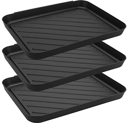 ZEONHEI Juego de 3 bandejas escurridoras para Zapatos, 40x30x3 cm, Bandeja Grande para Zapatos, escurridor para Interiores y Exteriores, Color Negro