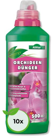 Allflor Engrais pour orchidées 10 x 500 ml I Engrais longue durée très économique I Engrais liquide pour les orchidées I Engrais liquide avec combinaison idéale de nutriments