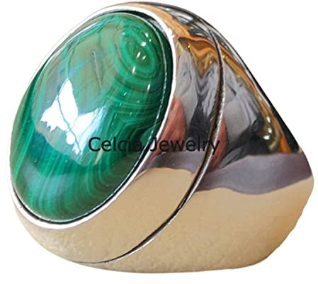 Bague ovale turquoise en cuivre bleu naturel, bague de style arabe en argent sterling 925 lourd, chevalière pour homme, bague de déclaration, cadeau d'anniversaire